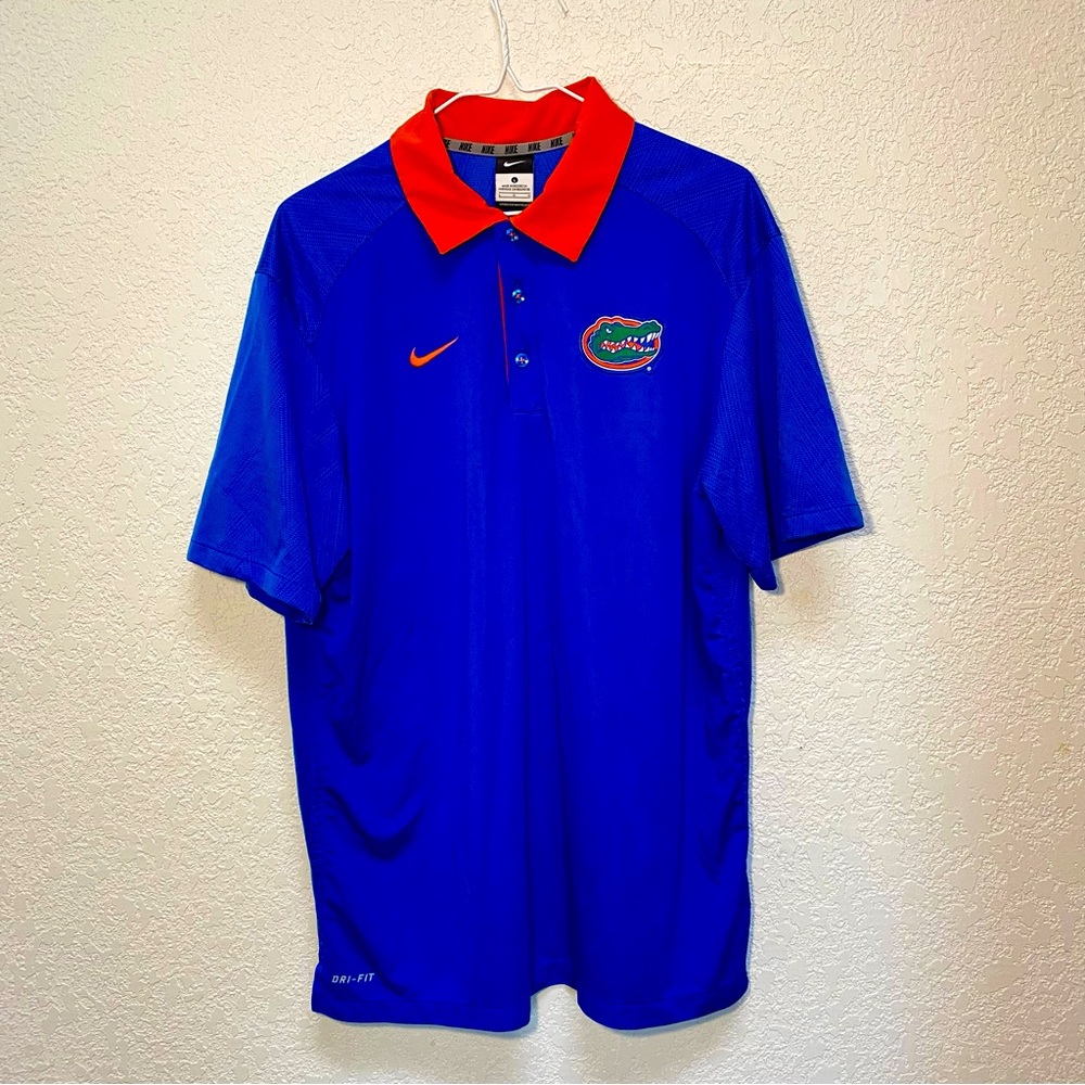 Florida Gators Nike Men’s Large Dri-Fit Golf Polo Shirt Short Sleeve Blue Orange